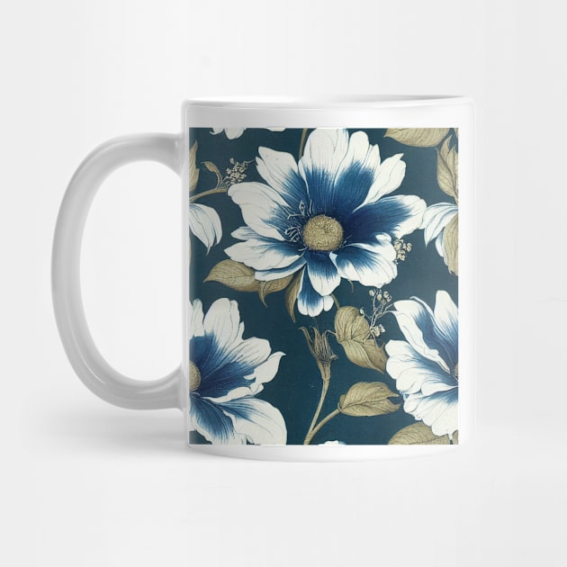 Vintage Floral Romantic Blue Flower Design by VintageFlorals